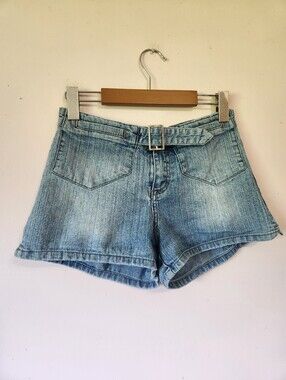 Vintage Y2K 725 Originals Belted Denim Shorts Mid Rise Retro Indie Sleaze Sz 5